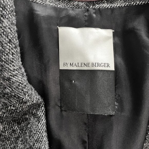 BY MALENE BIRGER STELLAR GREY WOOL BLEND SINGLE BREASTED MID-LENGHT BLAZER - Picture 7 of 12